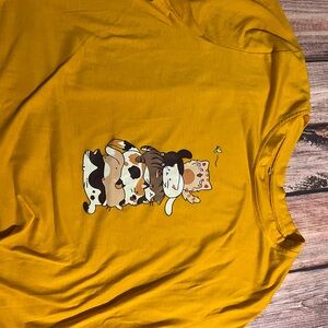 Mustard Cat Print Shirt